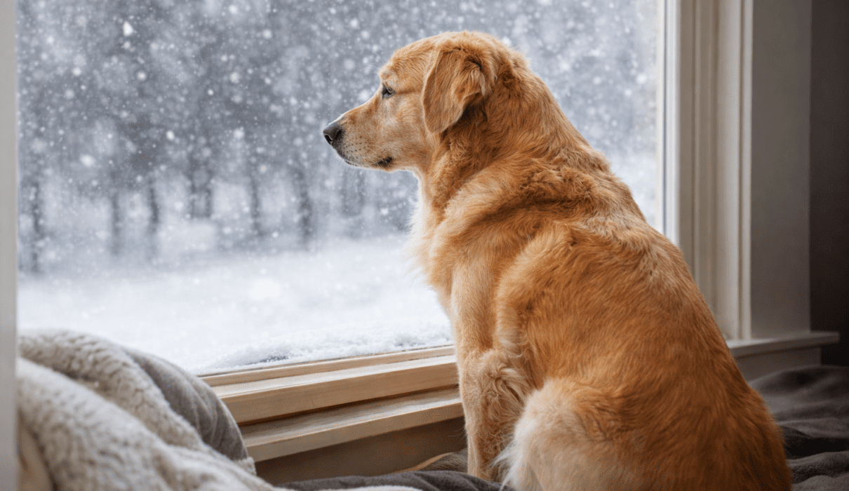 anxious dog during winter months