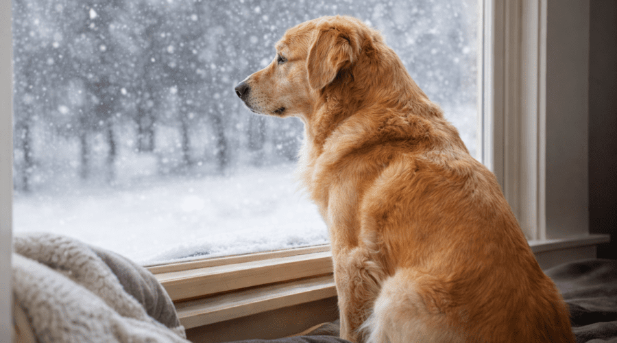 anxious dog during winter months