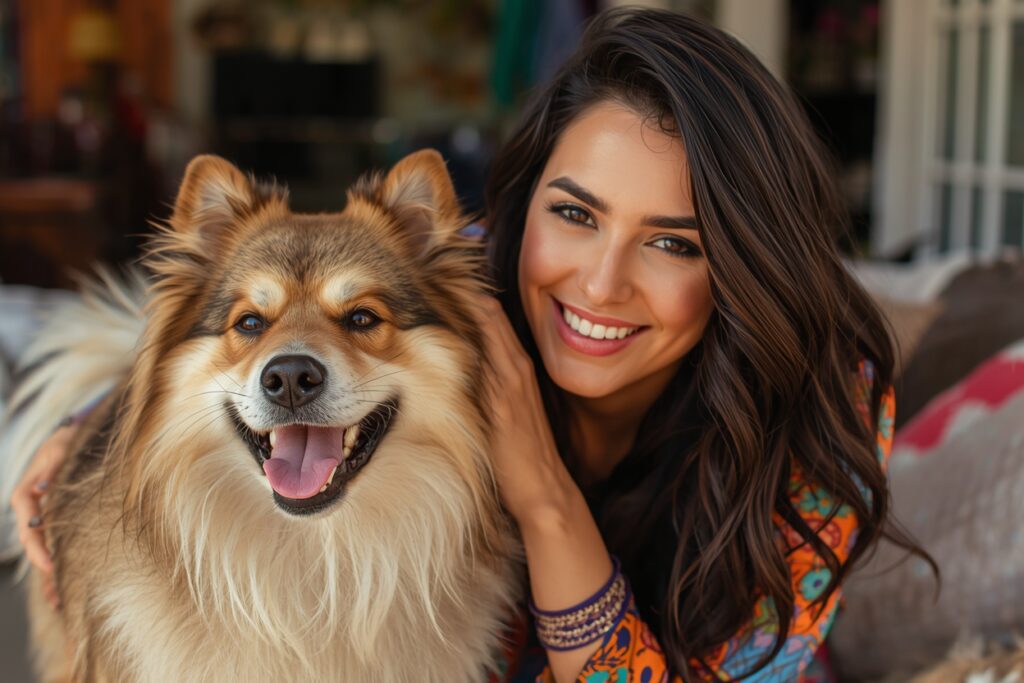 Happy dog with owner at home showing emotional security after consistent routine reduces dog anxiety
